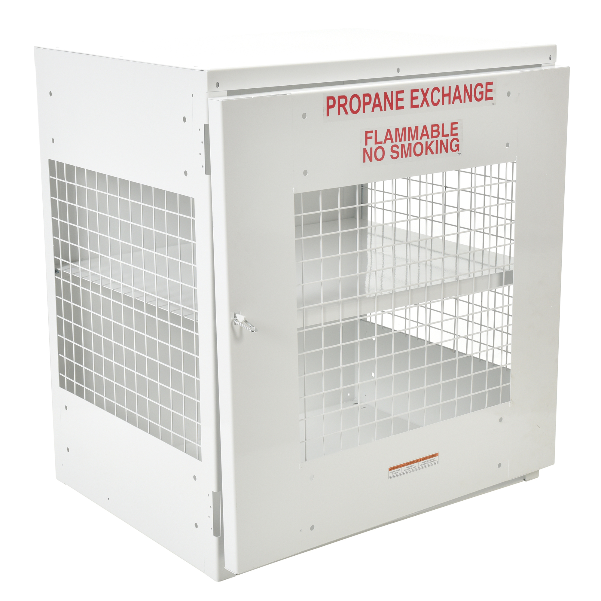 Vestil Cylinder Storage Cabinet with Mesh Door - 12 Cylinder Capacity, 44.125in. x 40in., Steel, White, Lockable, Model# CYL-EX-12-E